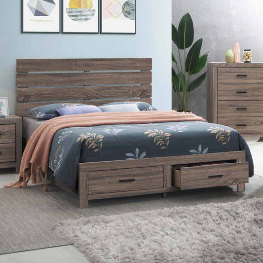 Queen Brantford Barrel Oak Storage Bed Frame by Coaster