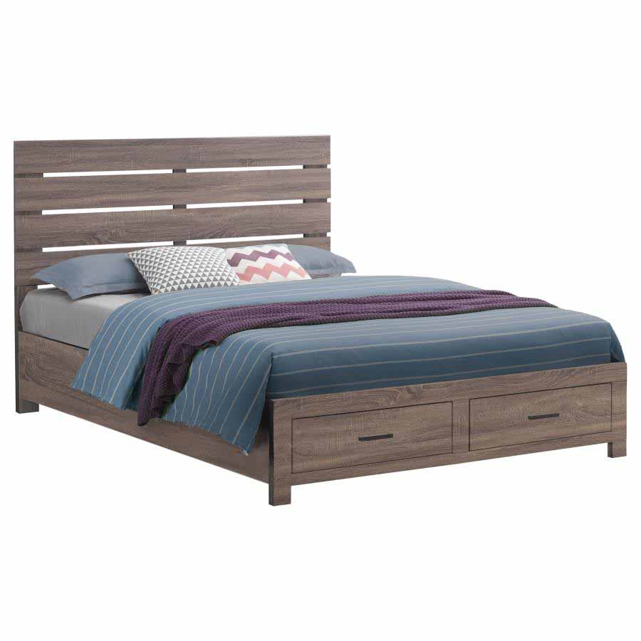 Queen Brantford Barrel Oak Storage Bed Frame by Coaster