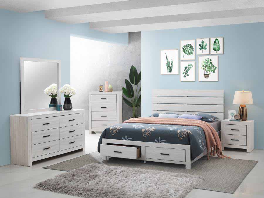 King Brantford Coastal White 4-Piece Storage Bedroom Set by Coaster