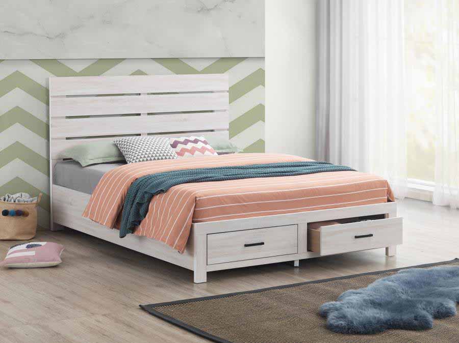 King Brantford Coastal White Storage Bed Frame by Coaster