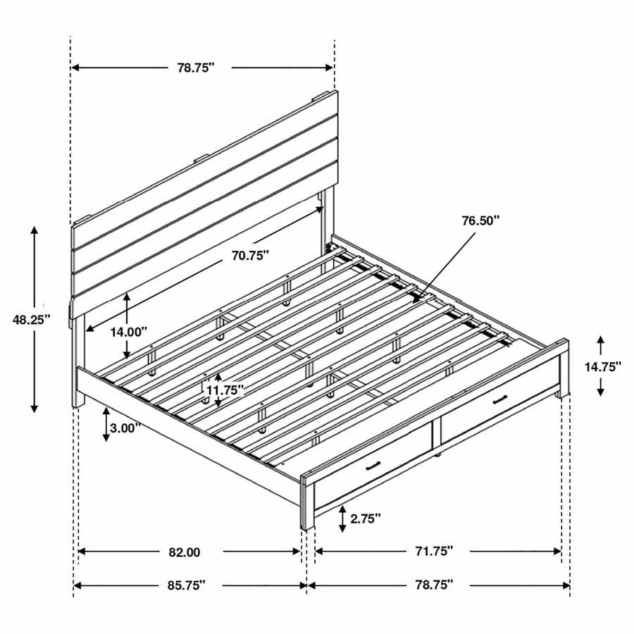 King Brantford Barrel Oak Storage Bed Frame by Coaster