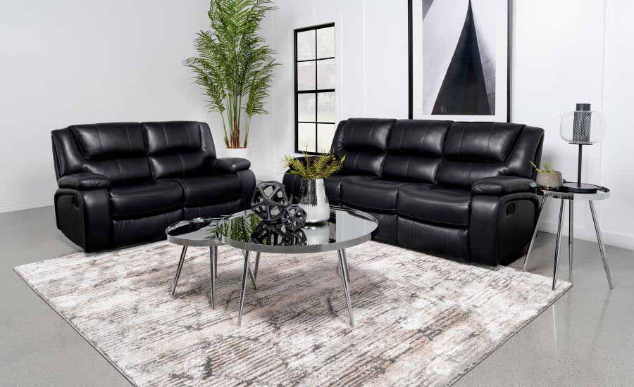 Camila Black Reclining Sofa and Love Seat by Coaster