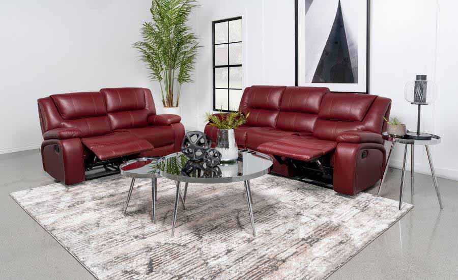 Camila Red Reclining Sofa and Love Seat by Coaster