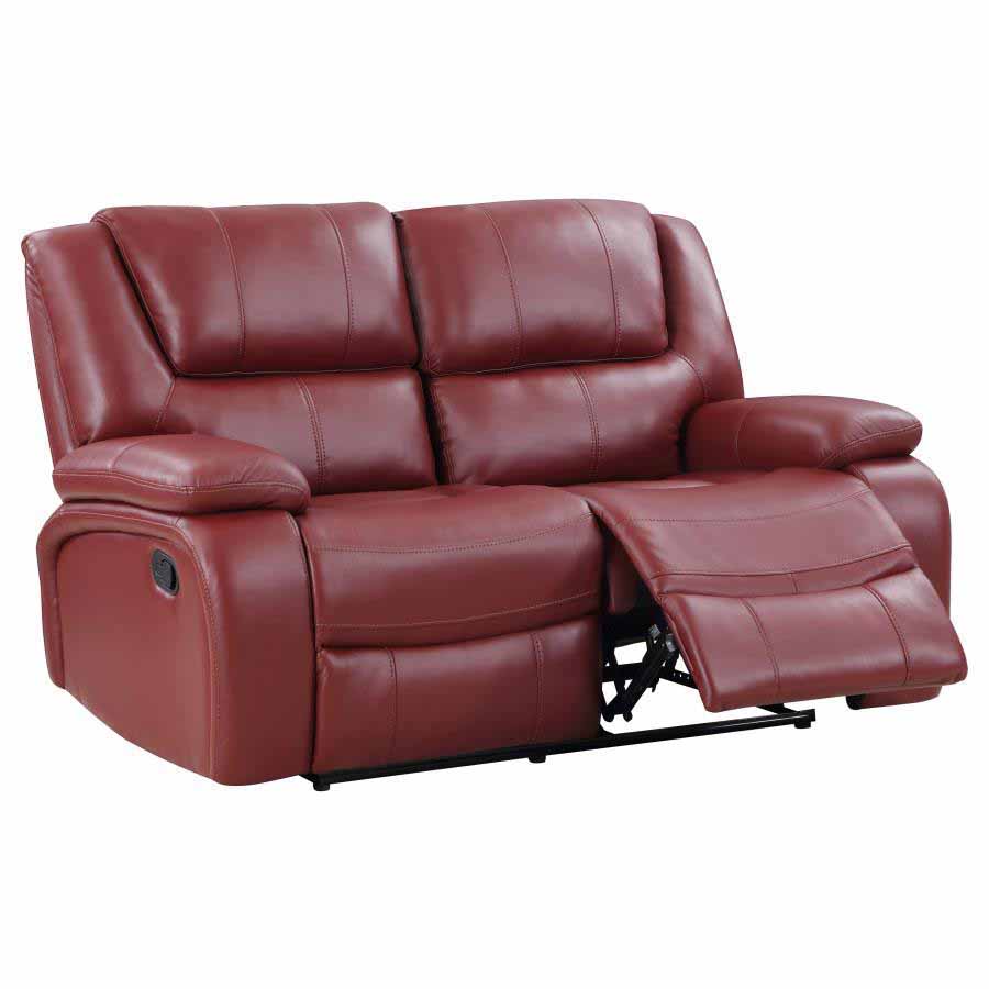 Camila Red Reclining Sofa, Love Seat, & Chair by Coaster