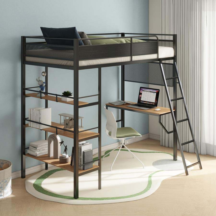 Campus Black Twin Workstation Loft Bed by Coaster – Dallas Furniture Online