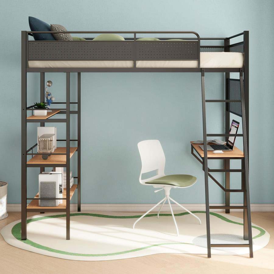 Campus Black Twin Workstation Loft Bed by Coaster