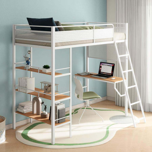 Campus White Twin Workstation Loft Bed by Coaster