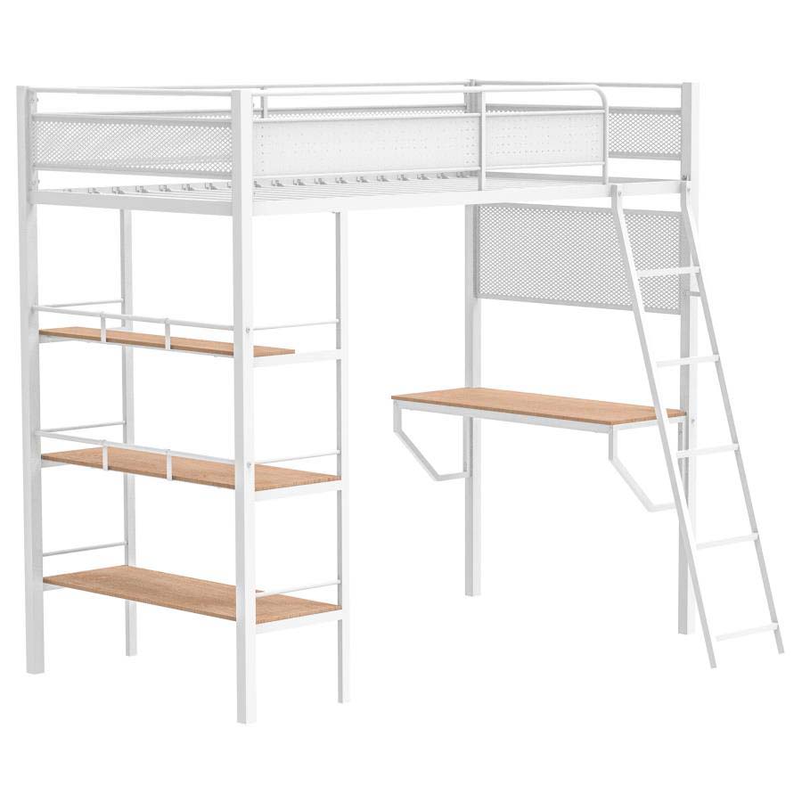 Campus White Twin Workstation Loft Bed by Coaster