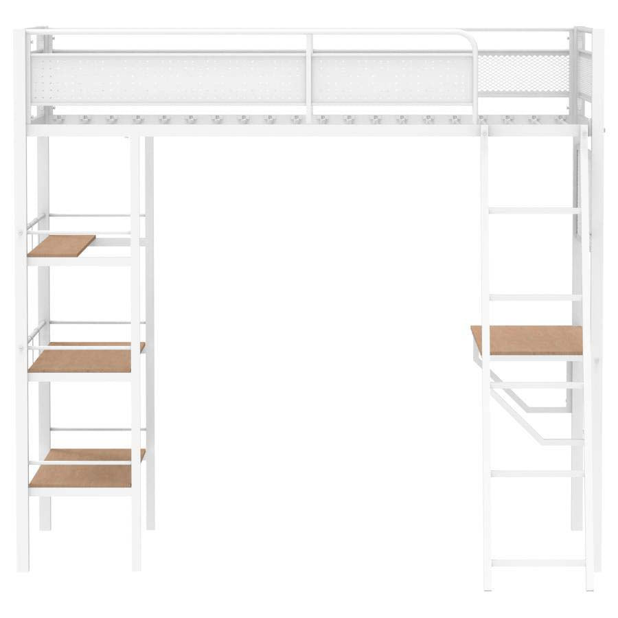 Campus White Twin Workstation Loft Bed by Coaster