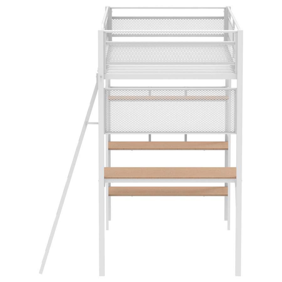Campus White Twin Workstation Loft Bed by Coaster