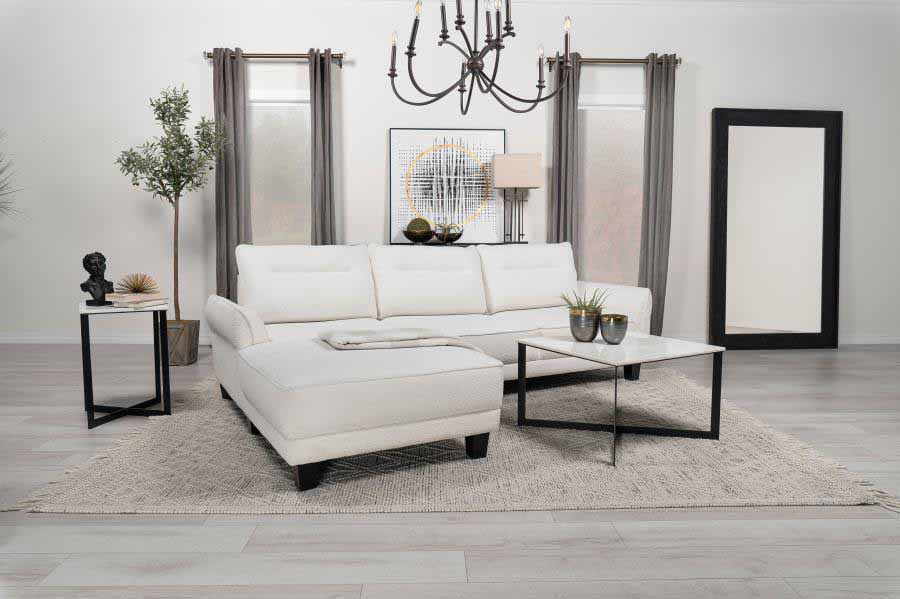 Felicity Queen Bedroom Set with Caspian White Sectional Package Deal