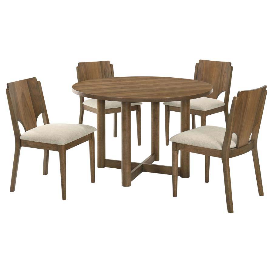 Crestmore Round Dining Set (table and 4 chairs) by Coaster
