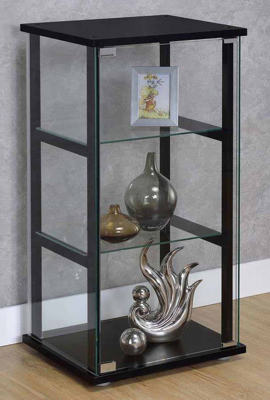 Cyclamen Glass 3-Shelf Black Curio Cabinet by Coaster