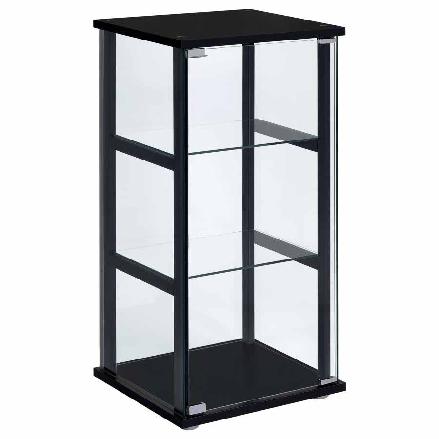 Cyclamen Glass 3-Shelf Black Curio Cabinet by Coaster