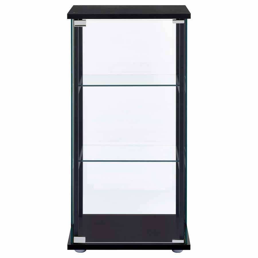 Cyclamen Glass 3-Shelf Black Curio Cabinet by Coaster