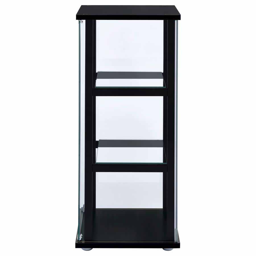 Cyclamen Glass 3-Shelf Black Curio Cabinet by Coaster