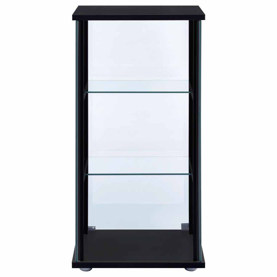 Cyclamen Glass 3-Shelf Black Curio Cabinet by Coaster