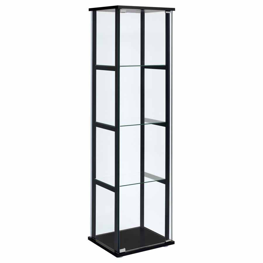 Cyclamen Glass 4-Shelf Black Curio Cabinet by Coaster