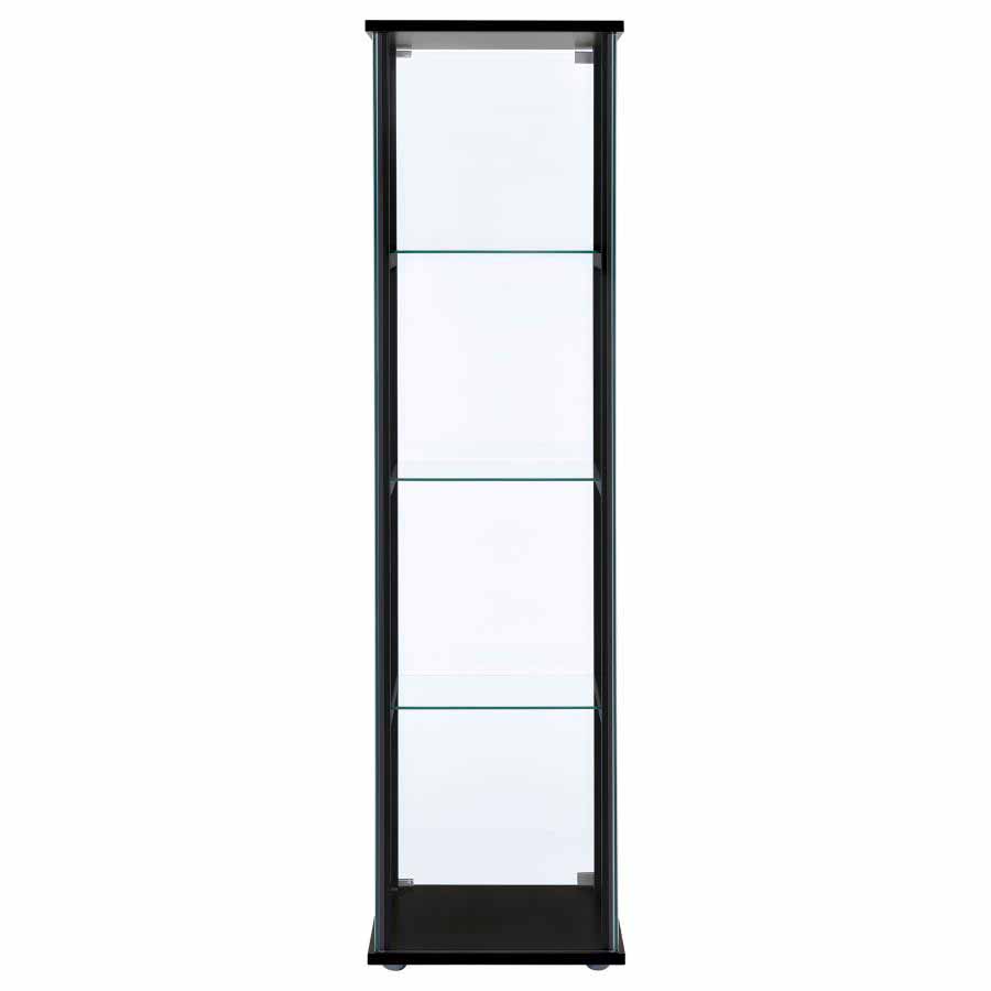 Cyclamen Glass 4-Shelf Black Curio Cabinet by Coaster