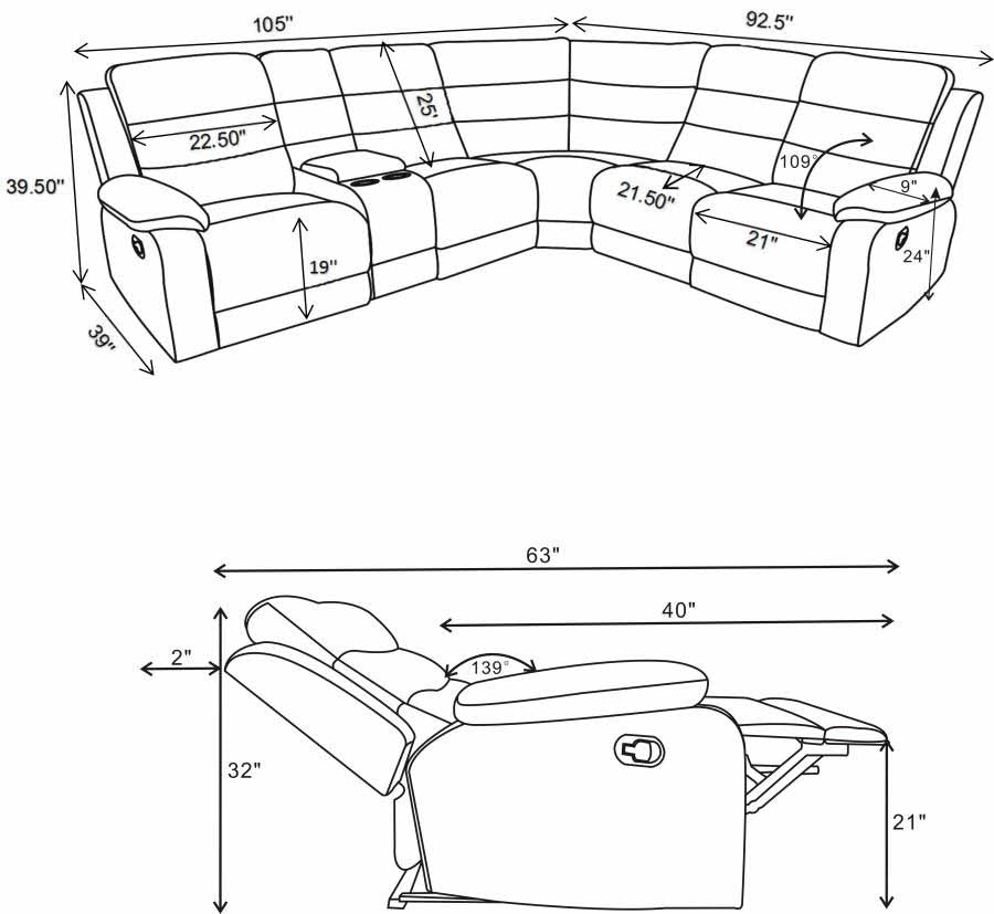 David Reclining Sectional by Coaster