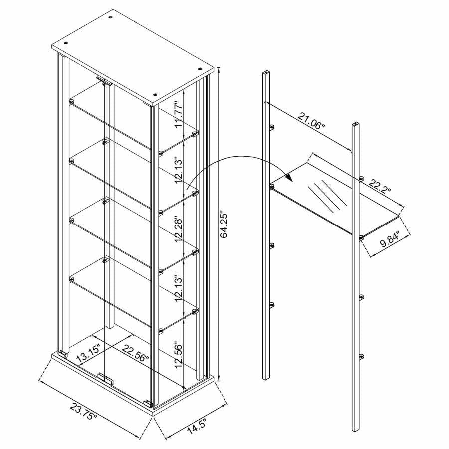 Delphinium Glass Curio Cabinet Cabinet by Coaster