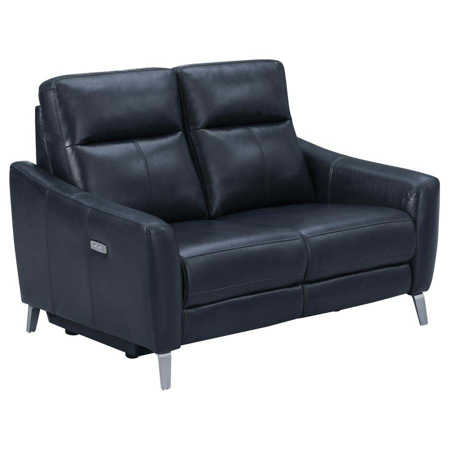 Derek Blue Powered Reclining Sofa, Love Seat, & Chair by Coaster