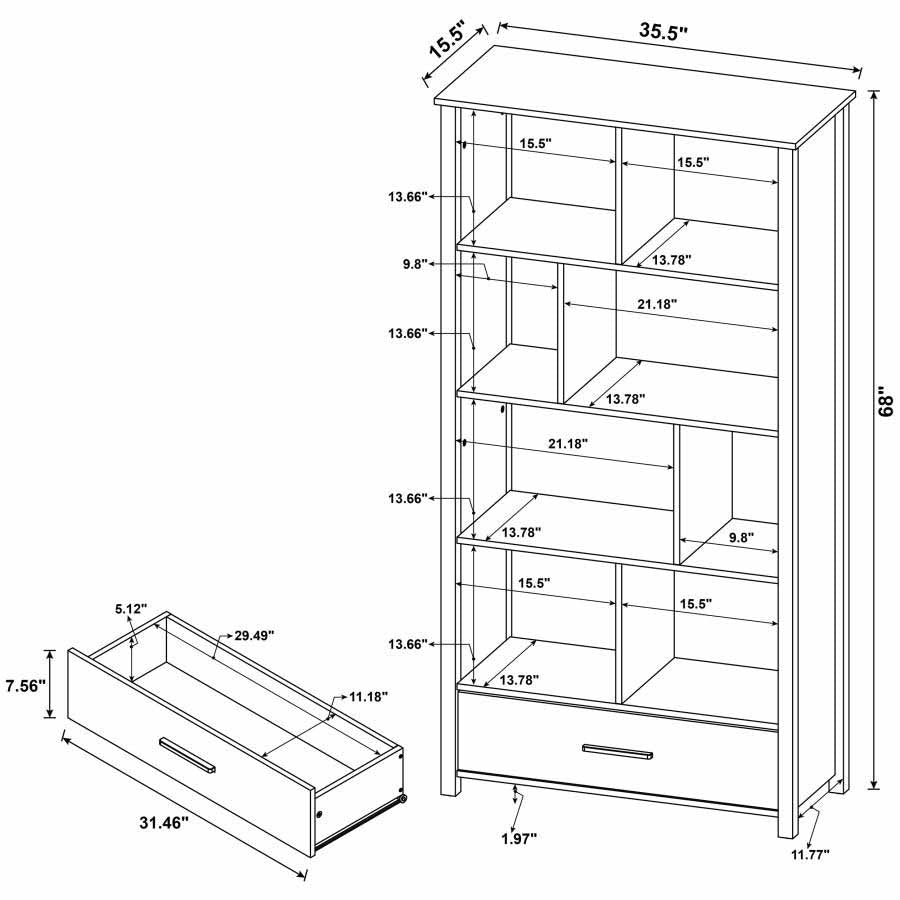 Dylan Weathered Grey Bookcase by Coaster