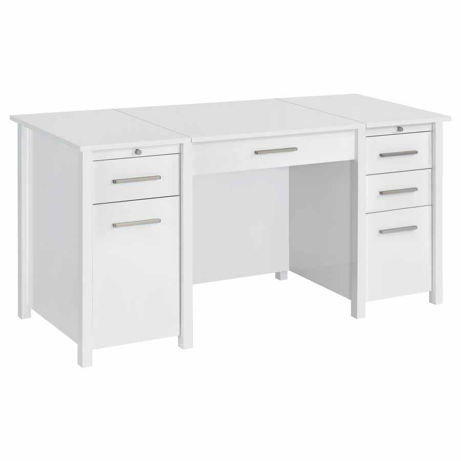 Dylan White High Gloss Lift Top Desk by Coaster
