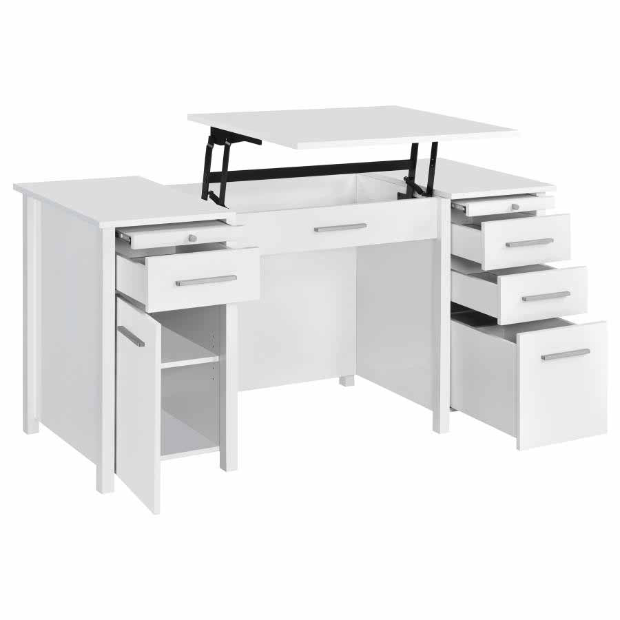 Dylan White High Gloss Lift Top Desk by Coaster