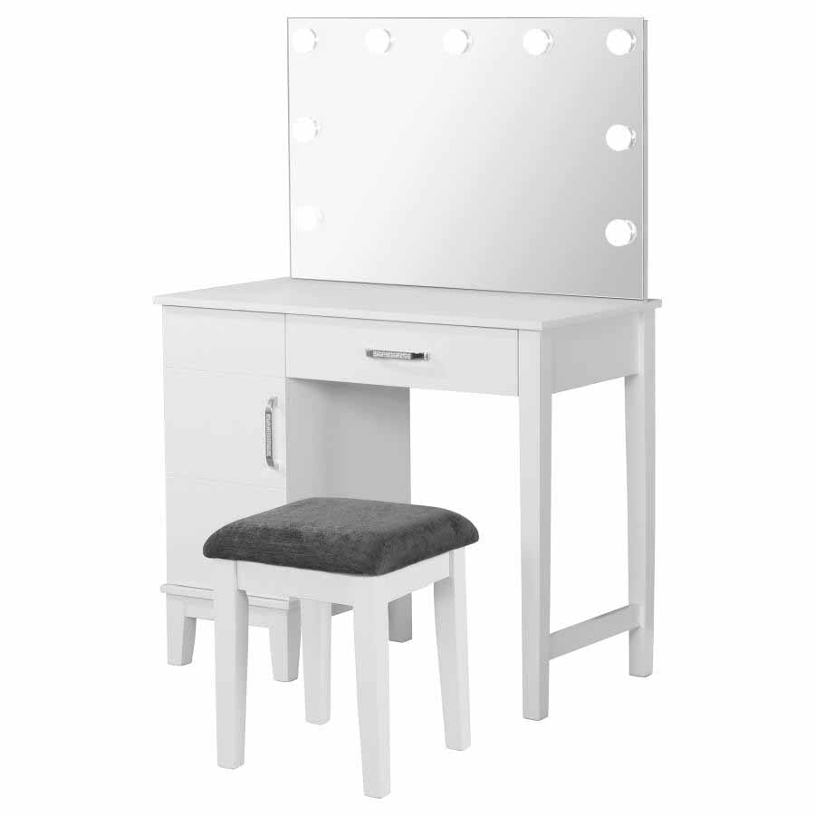 Elijah Vanity Set with Lighted Mirror & Stool by Coaster