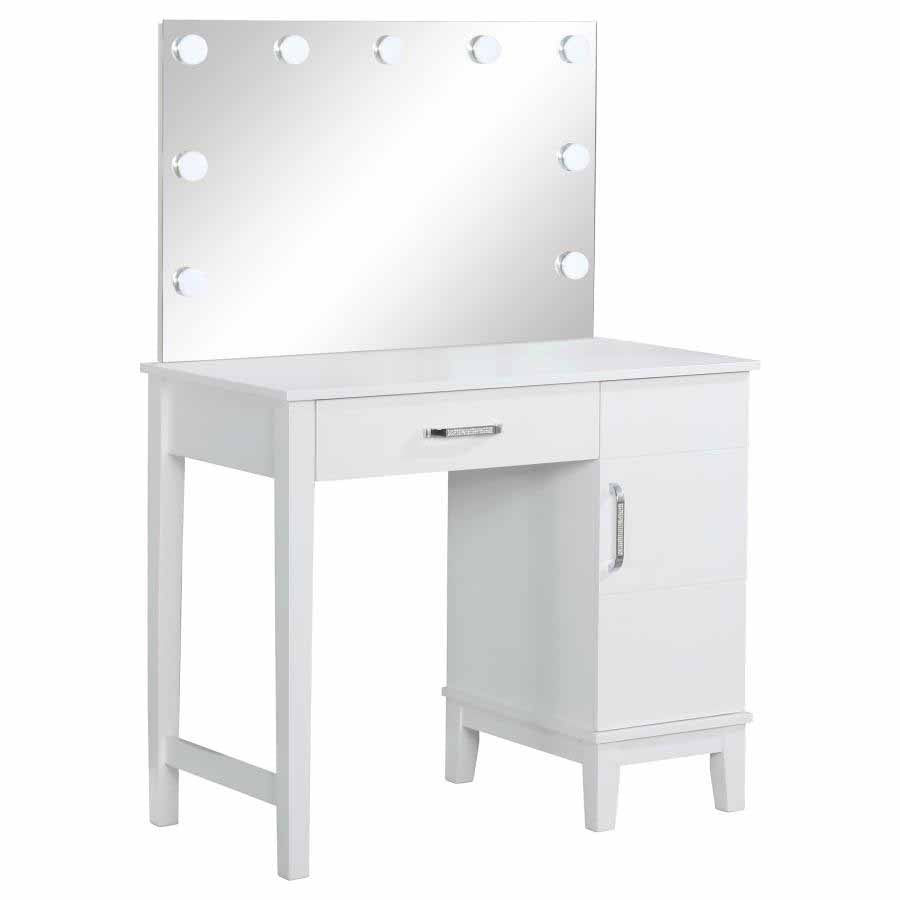 Elijah Vanity Set with Lighted Mirror & Stool by Coaster