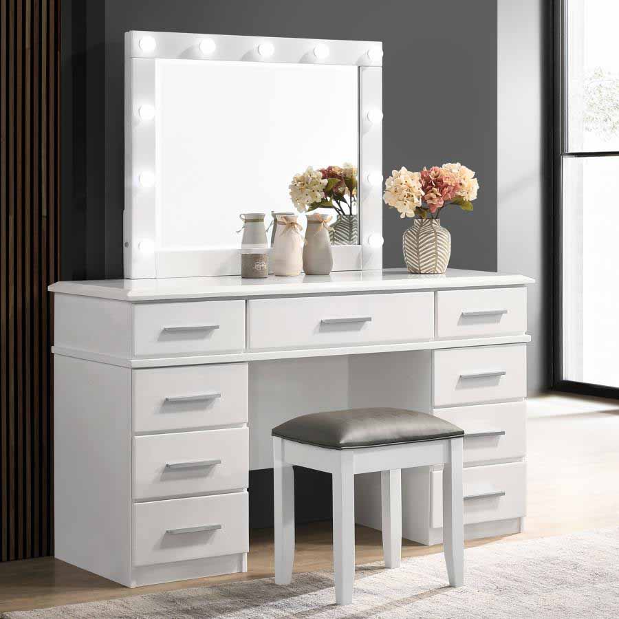 Felicity 9-Drawer Vanity with Lighted Mirror by Coaster