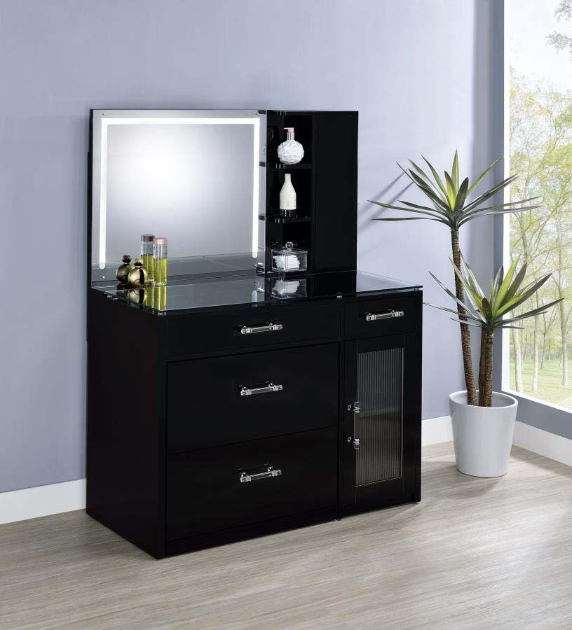 Flora Black LED Mirror Vanity by Coaster