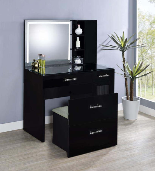 Flora Black LED Mirror Vanity by Coaster