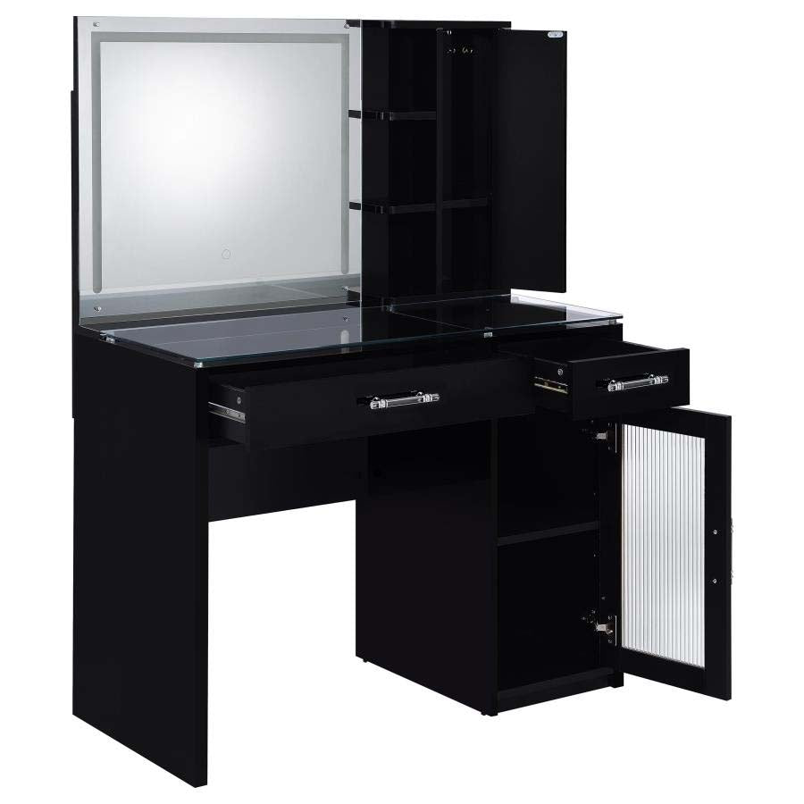 Flora Black LED Mirror Vanity by Coaster