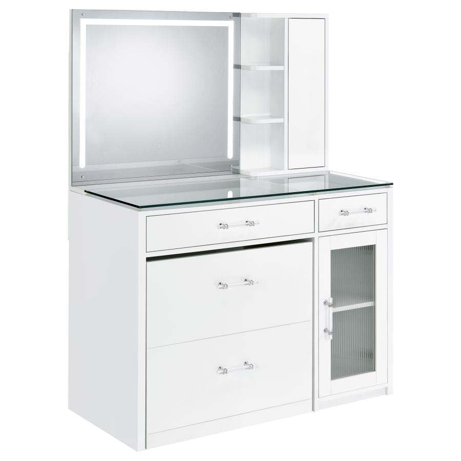 Flora White LED Mirror Vanity by Coaster