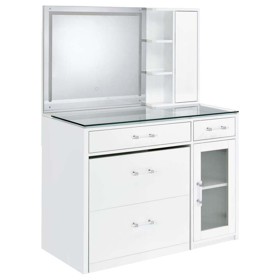 Flora White LED Mirror Vanity by Coaster