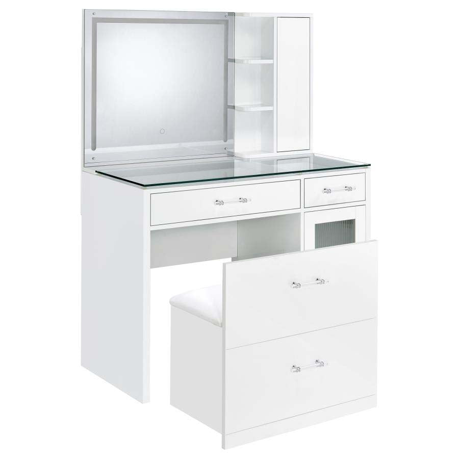 Flora White LED Mirror Vanity by Coaster