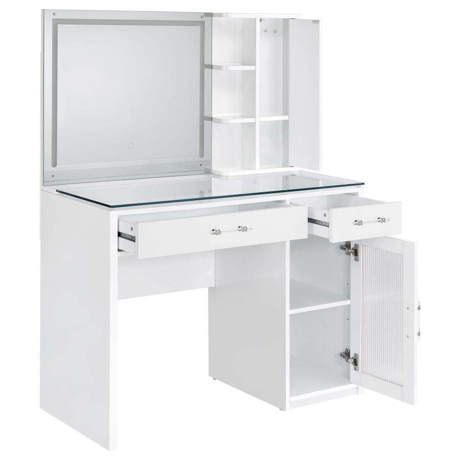 Flora White LED Mirror Vanity by Coaster
