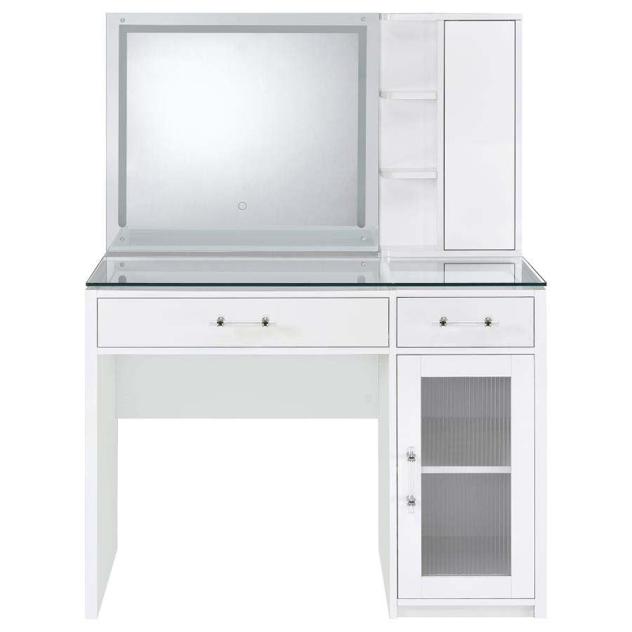 Flora White LED Mirror Vanity by Coaster