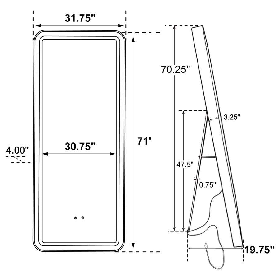 Glendora LED Standing Mirror with Bluetooth Speaker by Coaster