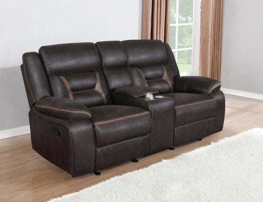 Greer Brown Reclining Love Seat by Coaster