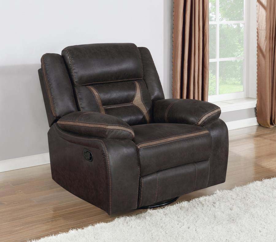 Greer Brown Swivel Glider Reclining Chair by Coaster