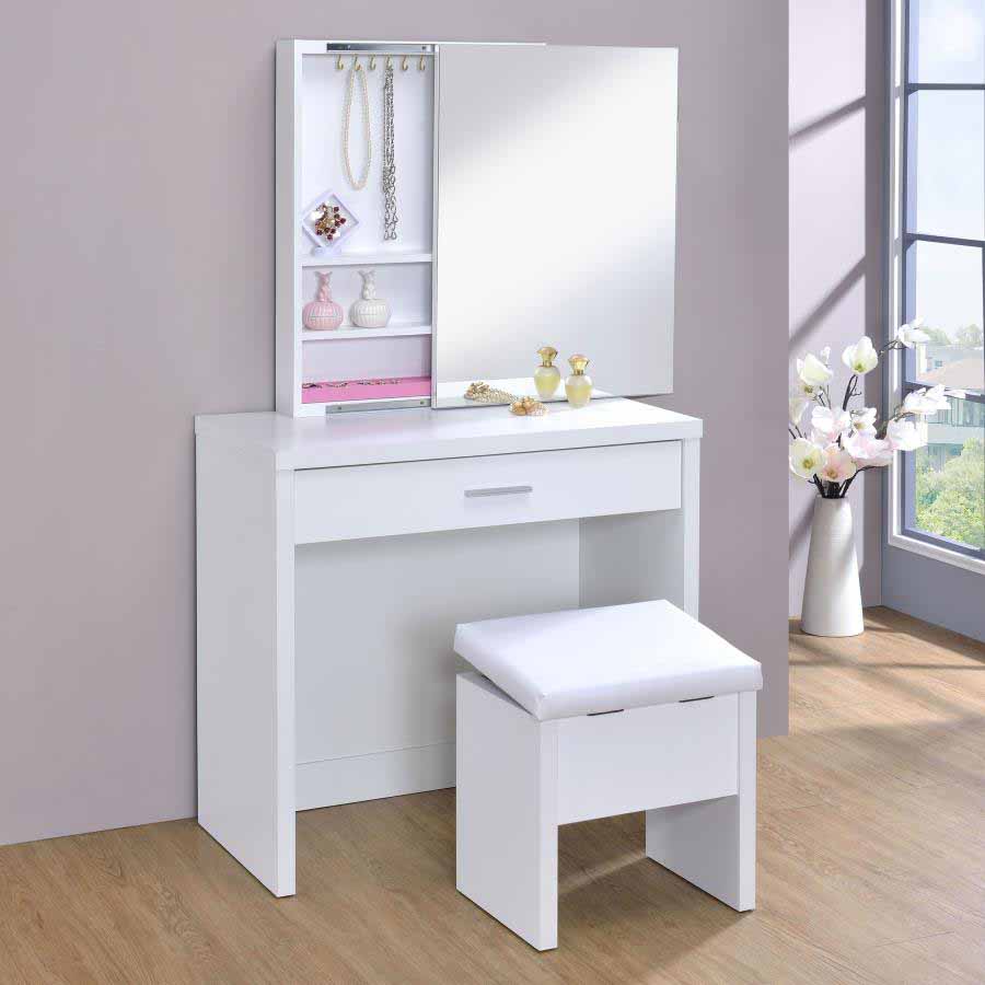 Harvey Vanity Set with Lift-Top Stool by Coaster