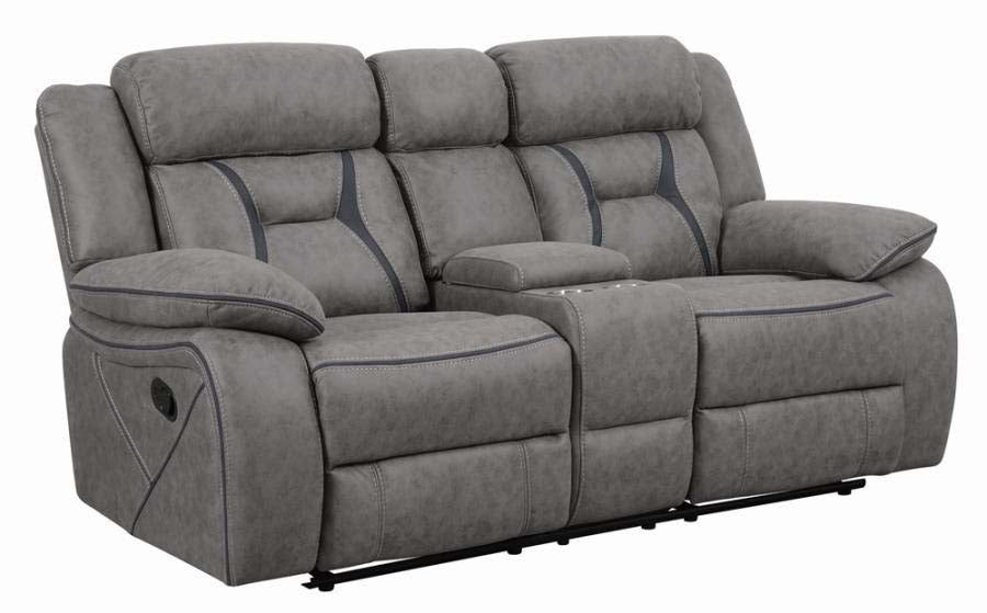 Higgins Grey Reclining Sofa, Love Seat, & Chair by Coaster