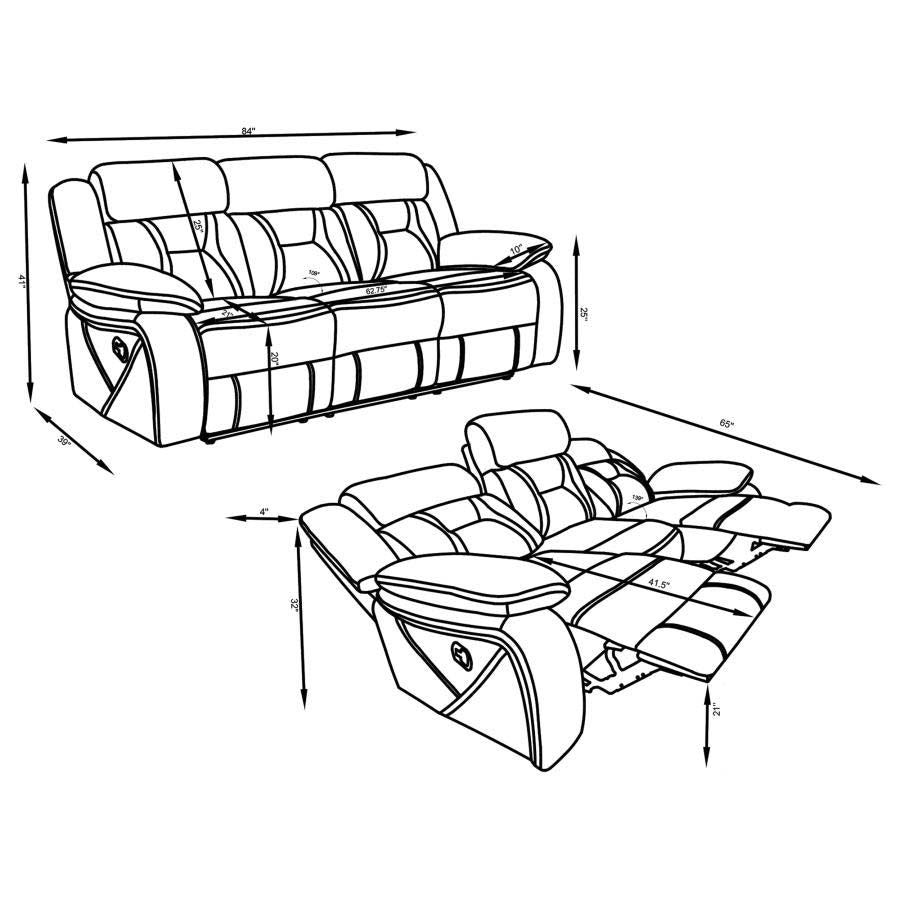Higgins Grey Reclining Sofa, Love Seat, & Chair by Coaster