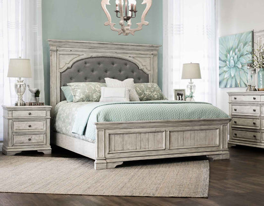 Highland Park Cathedral White King Bed Frame by Steve Silver