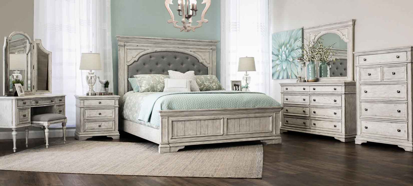 Highland Park Cathedral White Queen Bed Frame by Steve Silver