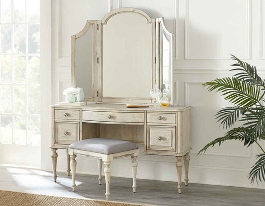 Highland Park Cathedral White Vanity Set by Steve Silver