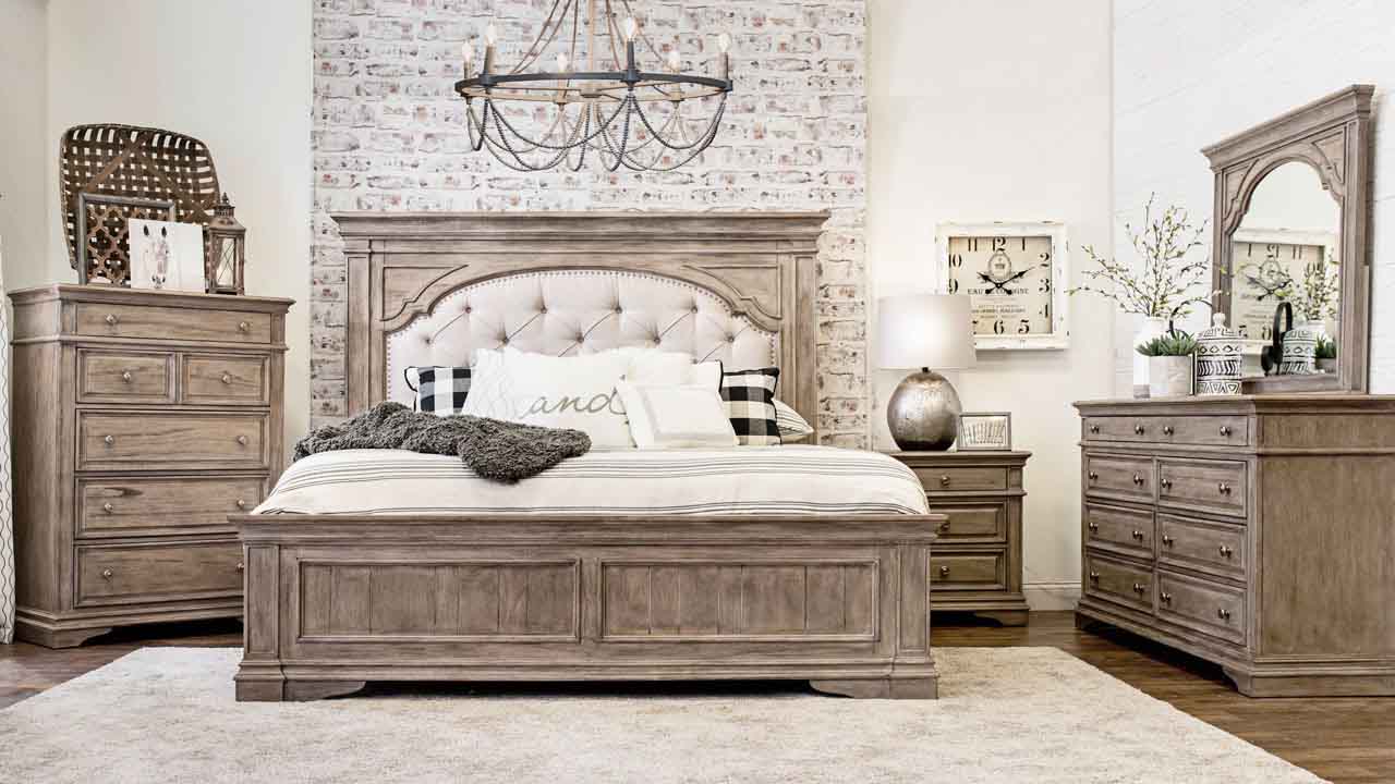 Highland Park Waxed Driftwood King Bed Frame by Steve Silver